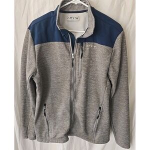 Orvis Men's Bonded Mesh Full Zip Jacket Coat Gray Blue Medium M Fish Fishing‎